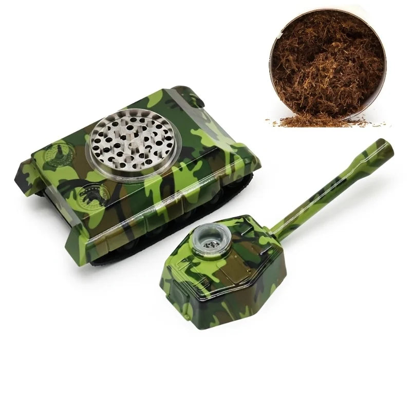 Creative Tank Tobacco Grinder with Pipe Tobacco Shredder Metal Grinder Herb Grinde rPortable Easy-Clean Smoking Pipe Accessories Qme