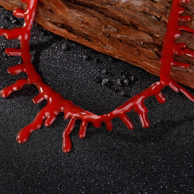 Neo-Gothic Halloween Resin Blood Drop Neck Choker Necklace for Women Creativity Bloodstain on Neck Necklace Jewelry Gift Qme