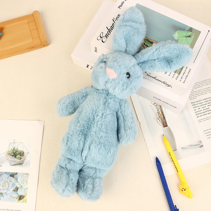 Animal Rabbit Shape Plush Pencil Case Cute Stuffed Toy Stationery Qme Blue