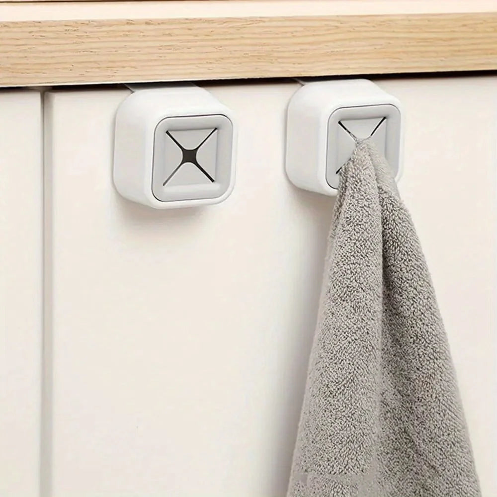 2pcs Creative Towel Plug Hook Bathroom Towel Rack Cleaning Supplies Rag Stopper Household Plastic Dish Towel Storage Qme