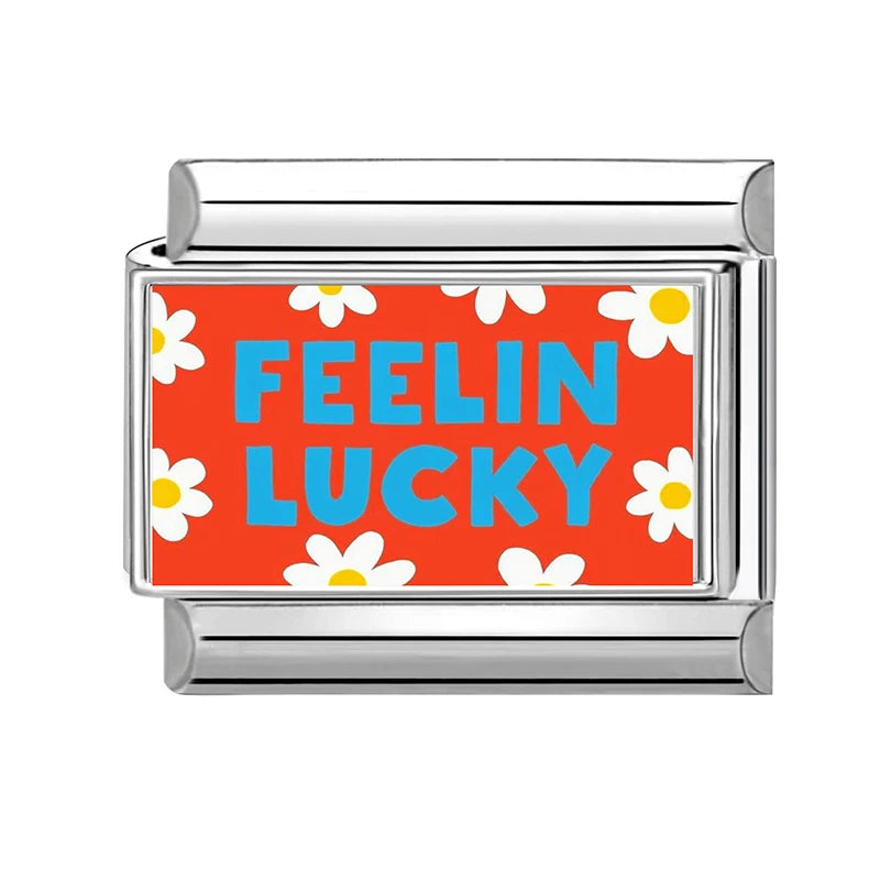 Y2K Wholesale Love Heart I love myself Flowers Italian Charm Link Fit 9mm Stainless Steel Jewelry DIY Making Women Bracelet Gift Qme Style 14