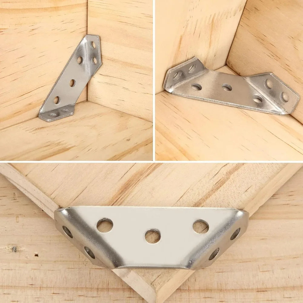 100Pc-12Pc Stainless Steel Angle Bracket Universal Furniture Right Angle Fixed Bracket Cabinet Trapezoidal Layer Board Connector Qme