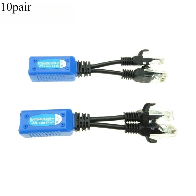10pair RJ45 splitter combiner uPOE cable, two POE camera use one net cable POE Adapter Cable Connectors Passive Power Cable Qme 10pair