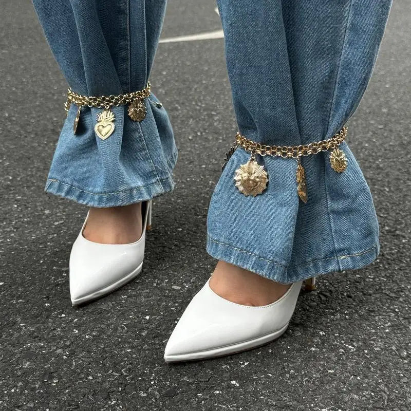 Fashionable Foot Bracelet with Metal Heart, Imitation Pearl; Unique Gift for Girls and Women Qme A3