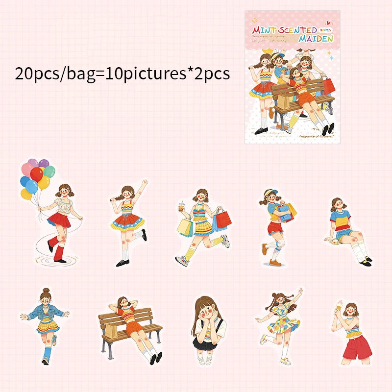 Fresh Summer Girly Sticker Pack, No-cut Decor for Phone Cases, Journals & Water Bottles, Aesthetic Stationery for Students Qme A