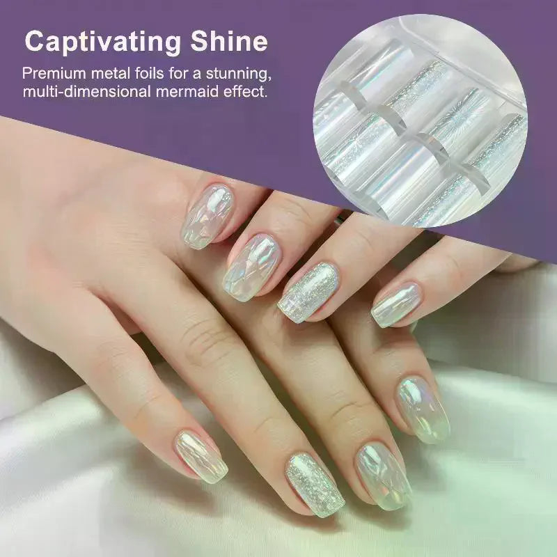 10 Patterns Metallic Nail Foil Transfer Paper Stickers DIY Manicure Qme