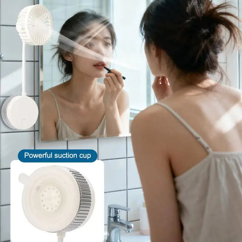 Suction Cup 360 Angle Handheld Fan Foldable Portable Rechargeable Qme