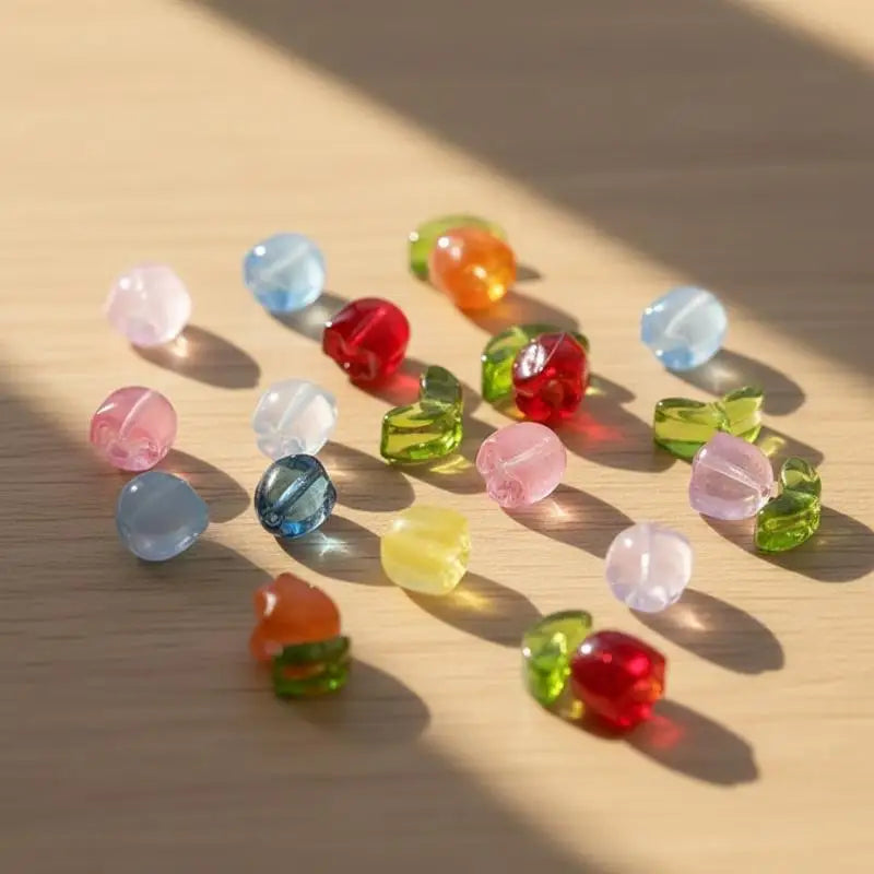 DIY Lampwork Beads 30Pcs Multicolor Glass Flower Beads for Jewelry Making Handmade Accessories Supplies Qme