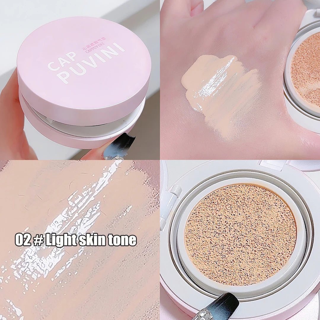 BB Cream Air Cushion Foundation Full Coverage Waterproof Long-lasting Concealer 3 Colors Cushion Compact Face Makeup Base Qme 02 Light skin tone
