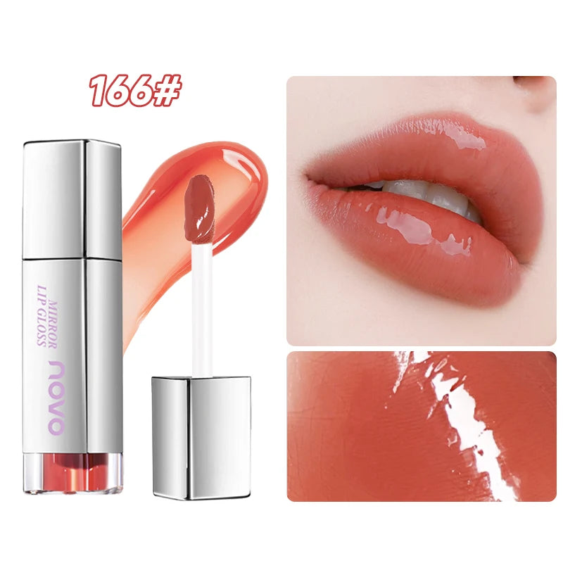 Glossy Lipstick-Lasting Hydrating Lip Gloss, Water Light Mirror Glossy Glass Lip Glaze, Waterproof, Non-Sticky, Non-Stick Cup Qme 166