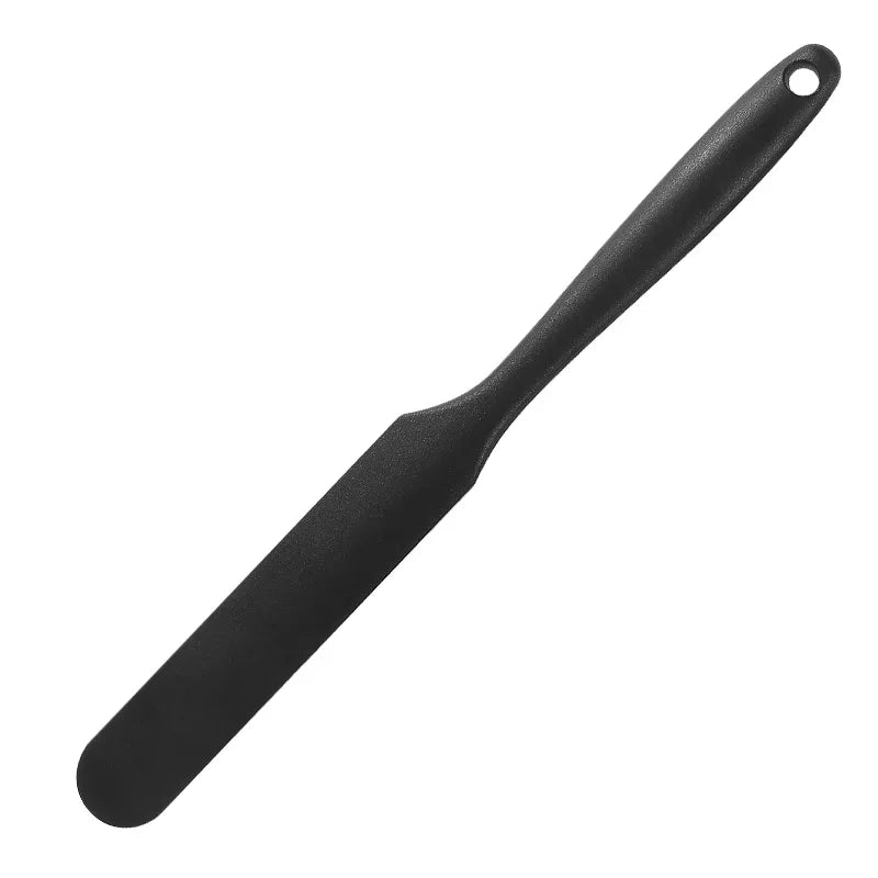 Silicone Long Spatula Color Cream Long Knife Spatula Cake Making Gadgets Non-stick Scraper Heat-resistant Kitchen Baking Tools Qme black
