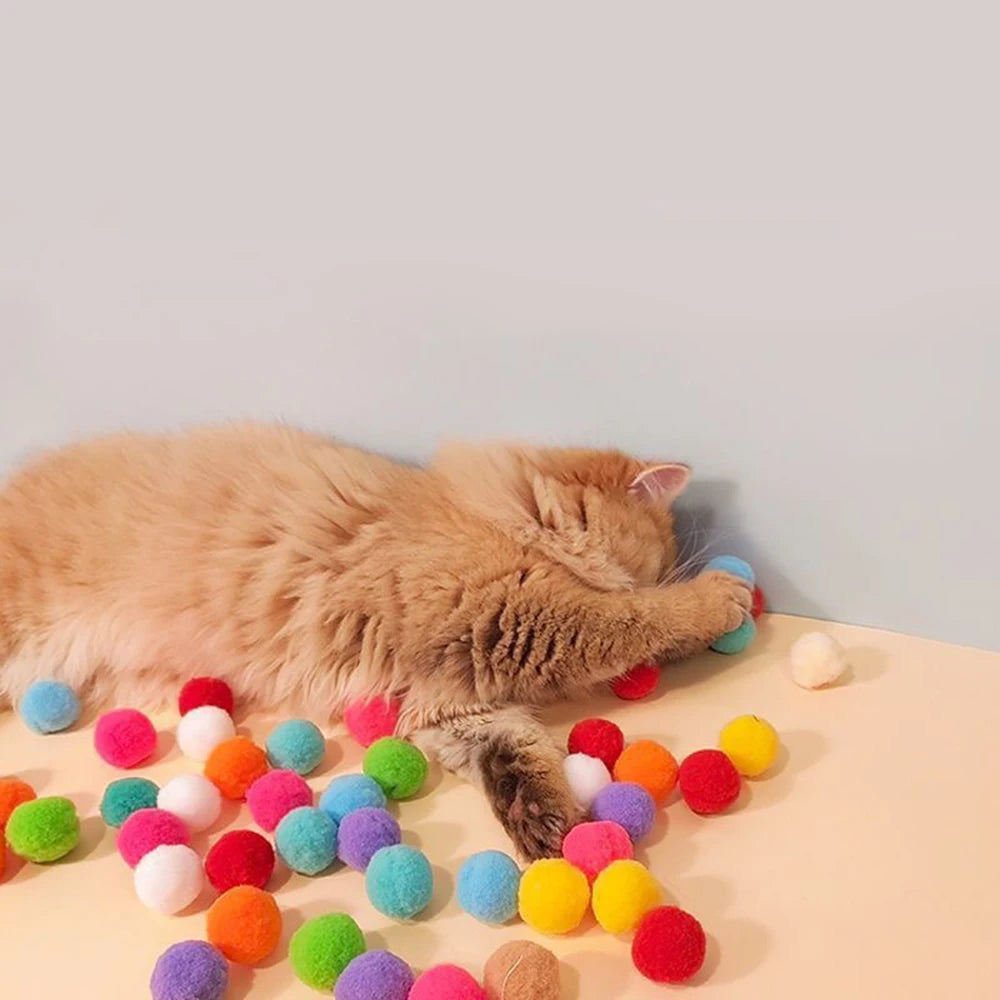 Random Cat Toy Interactive High Fun Toy Gun Plush Ball Firing Gun Silent Polyester High Bounce Ball Fun Cat Stick Qme