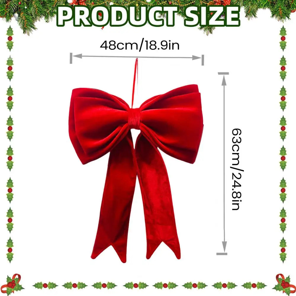 Velvet Christmas Bows 19x25 Inch Holiday Decor Hangable Holiday Decorations for Front Door Office Wreath Staircase Window Sill Qme Red Others