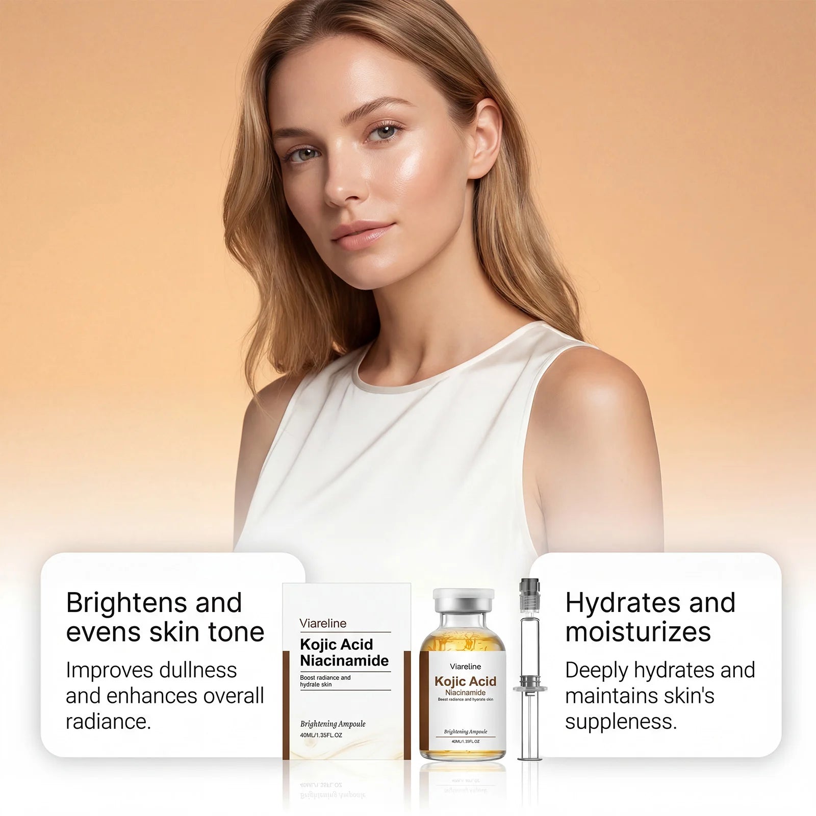 Niacinamide Brightening Ampoule Serum Face Hydrating Even Tone Nourishing Brightening Essence Kojic Acid Dark Spot Corrector Qme