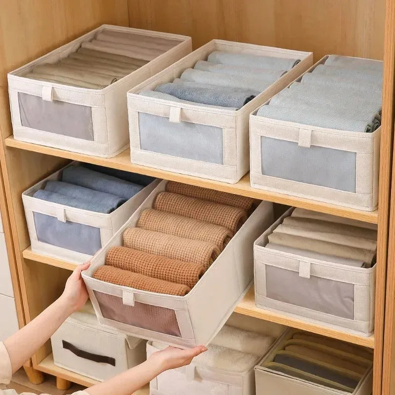 Household Organization Pants Storage Box Clothes Organizers of Cabinets and Drawers Fabric Foldable Boxes for Bedroom Wardrobe Qme