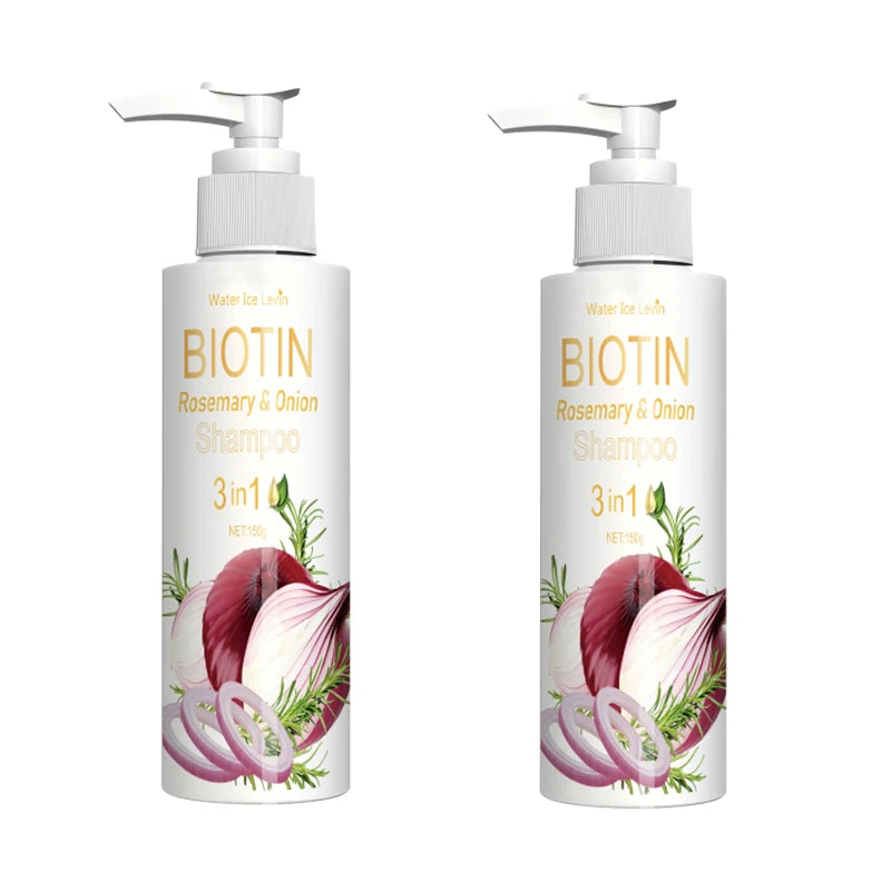 Biotin Rosemary & Onion 3 in 1 shampoo to strengthen hair roots, scalp repair, anti-thinning, moisturizing, thickening hair care Qme 2pcs