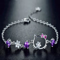 Cartoon Cat Zircon Silver Bracelet Girlfriend Female Children's Leisure Party Japanese Style Jewelry Gift Qme PURPLE