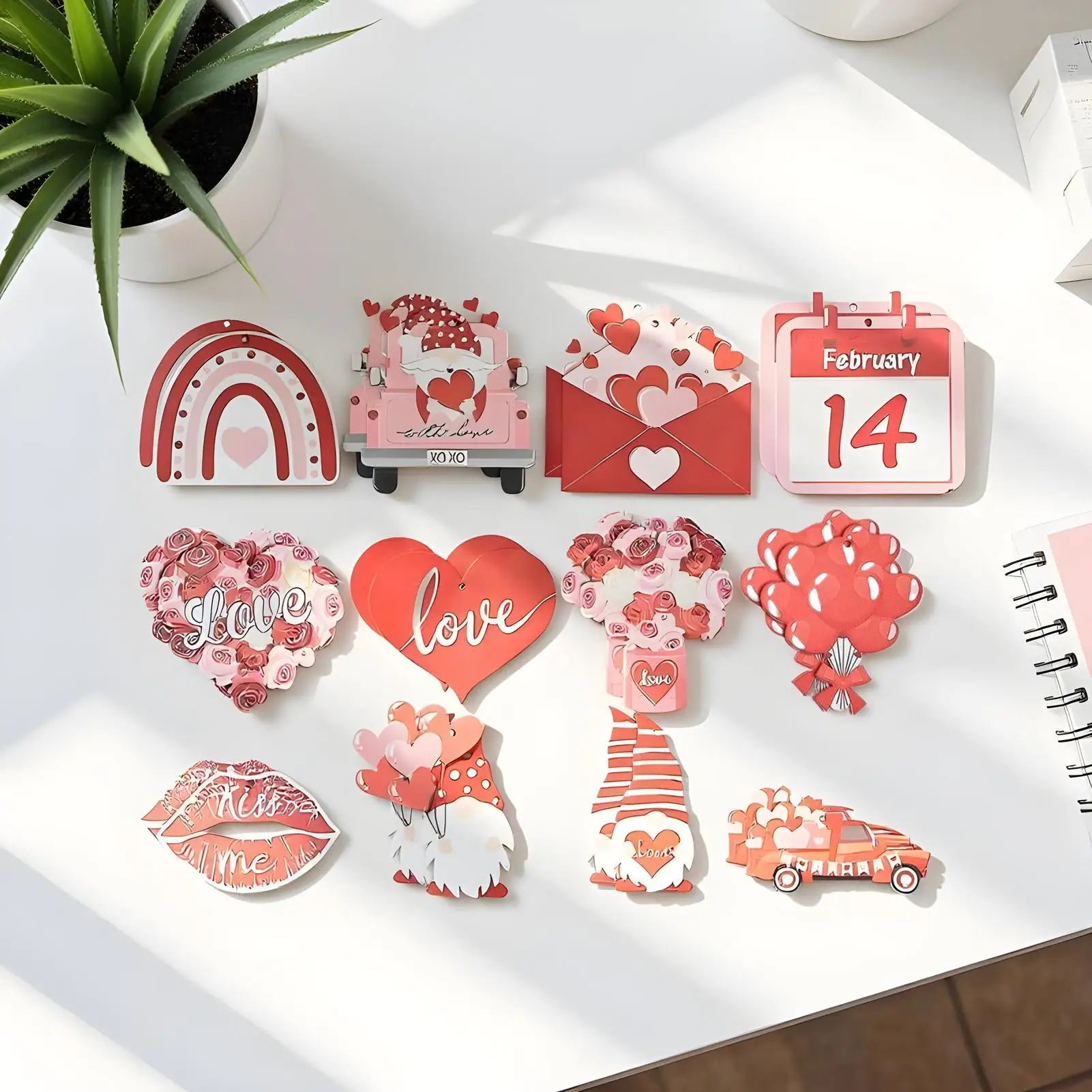 Valentine's Day Ornaments Slices Pendant Tags Decorations Valentines Qme