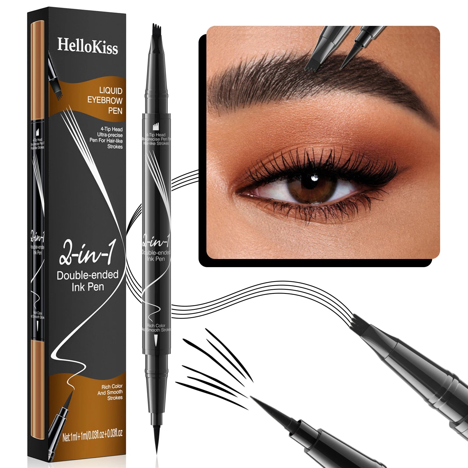 4 Point Eyebrow Pencil Waterproof Liquid Eyebrow Pen Makeup Long Lasting Cosmetic Microblade Brow Pencil Qme 9706-4