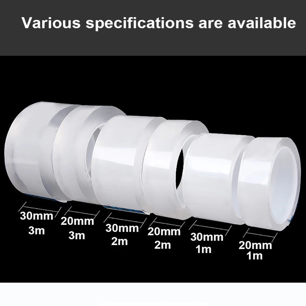 1-10M Nano Double Sided Tape Heavy Duty Transparent Adhesive Strips Strong Sticky Multipurpose Reusable Waterproof Mounting Tape Qme