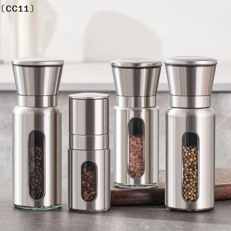 Stainless Steel Manual Salt Pepper Mill Adjustable Seasoning Bottle Qme