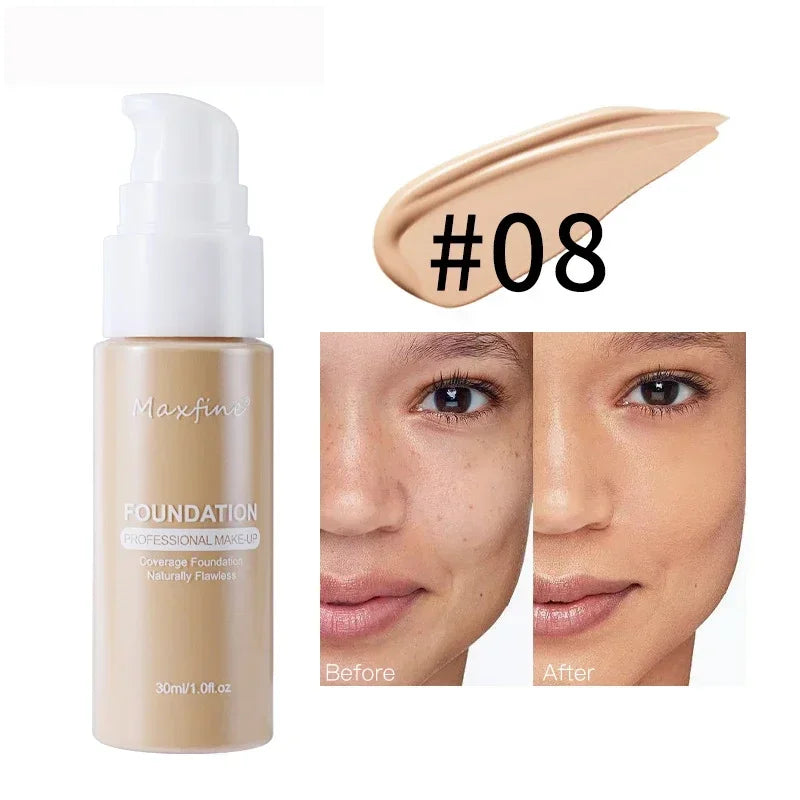 Matte Liquid Foundation Effective Concealer Waterproof Sweat-resistant Makeup Professional Light Thin Delicate Foundation Qme 08