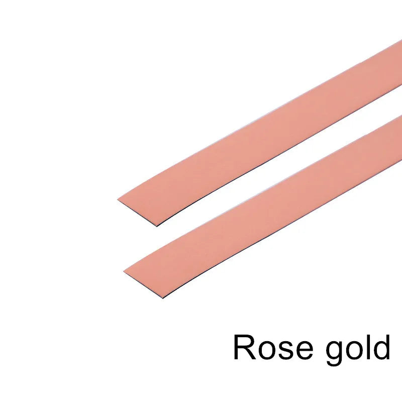5M PVC Self-adhesive Waterproof Gold Tape Ceiling Background Wall Decoration Line Tile Gap Sticker Furniture Edge Banding Strip Qme Rose gold 5m 1.1cm