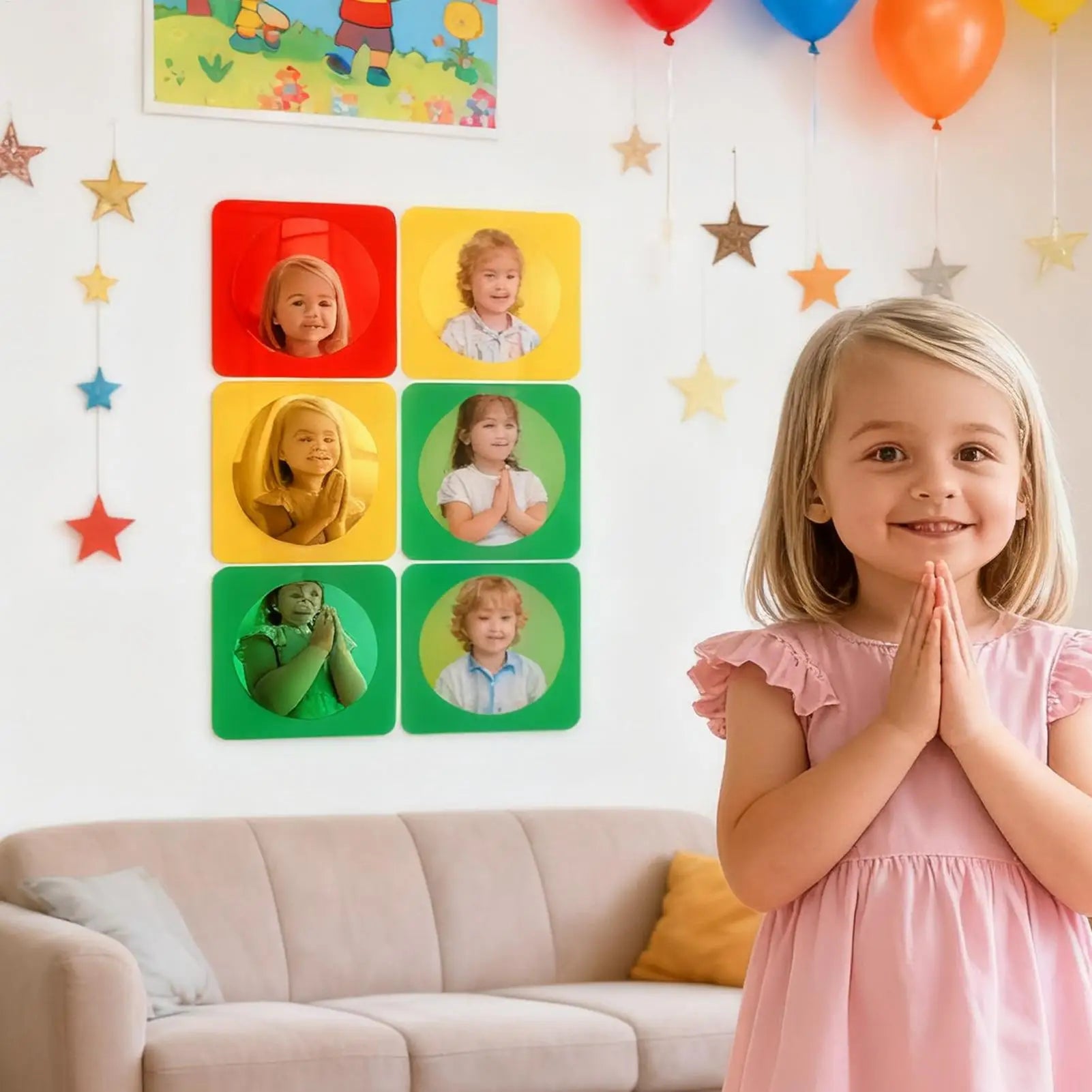 Kids Sensory Mirror 3-Piece Interactive Home Decor Toddler Acrylic Qme