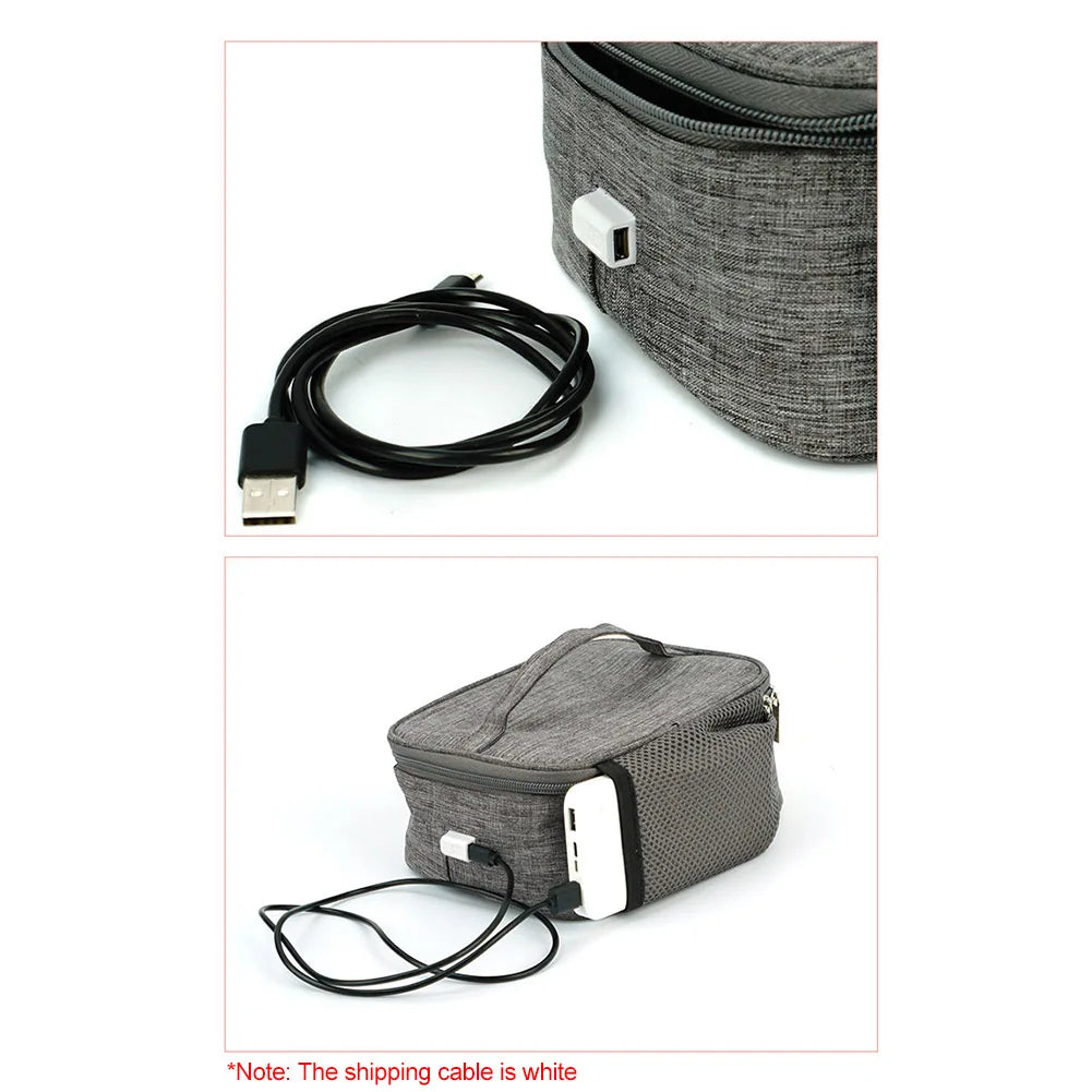 USB Heating Lunch Box Bag Electric Lunch Bag Oxford Cloth Electric Food Heater Waterproof Large Capacity for School Picnic Qme