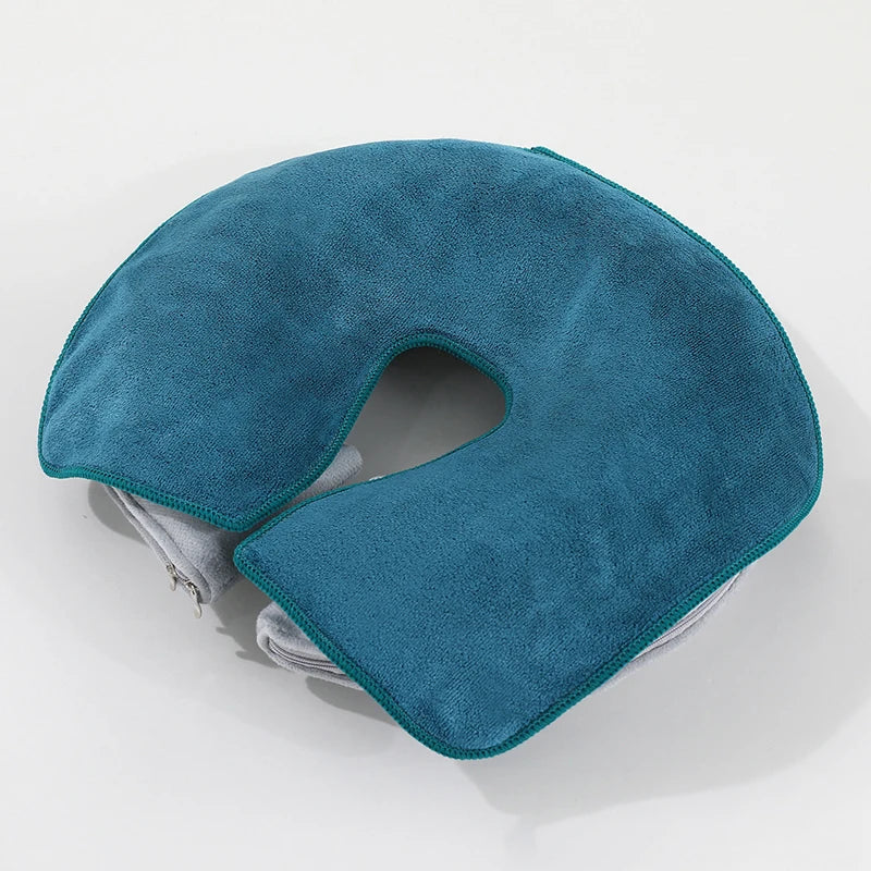 Microfiber Head Pad Towels U-shaped Facial Pillow Covers Thickened Qme Blue