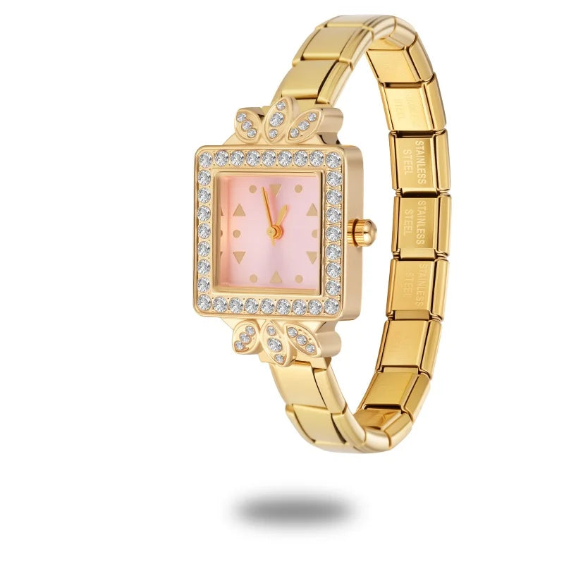 Fashion Italian Elastic Charm DIY Width Stainless Round Watch Women's