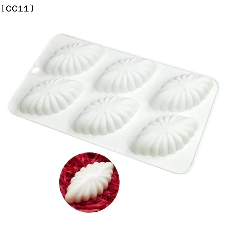 6 Cavity Shell Design Pudding Silicone Mousse Mould 3D Candy Qme