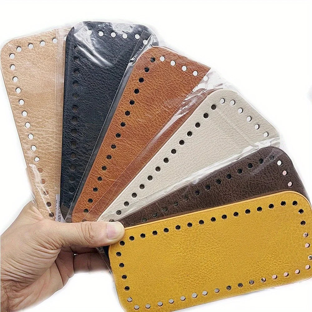 DIY PU Leather Bag Bottoms - Oval/Rectangle Crochet Bag Base with Holes, Used for DIY Crochet Bag Shoulder Bag Wallet Making Qme