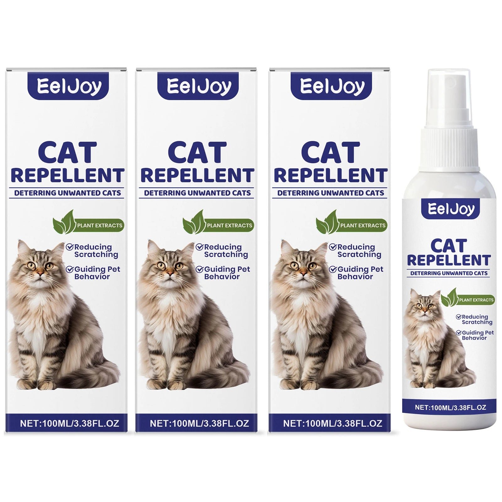 Plant Cats Repellent Spray Prevent Scratching Furniture & Unwanted Clawing Natural Scent Deterrent Pets Behavior Training Spray Qme 3 x 100ml Boxed