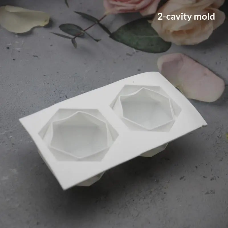 8 Cavity Diamond Polygonal Silicone Cake Mold French Dessert Mousse Qme A2