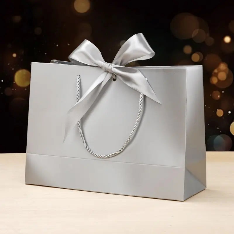 Large Paper Bagexcluding Decorative Cards- Valentine's Day Bag Qme silver-gray 25x35x10cm