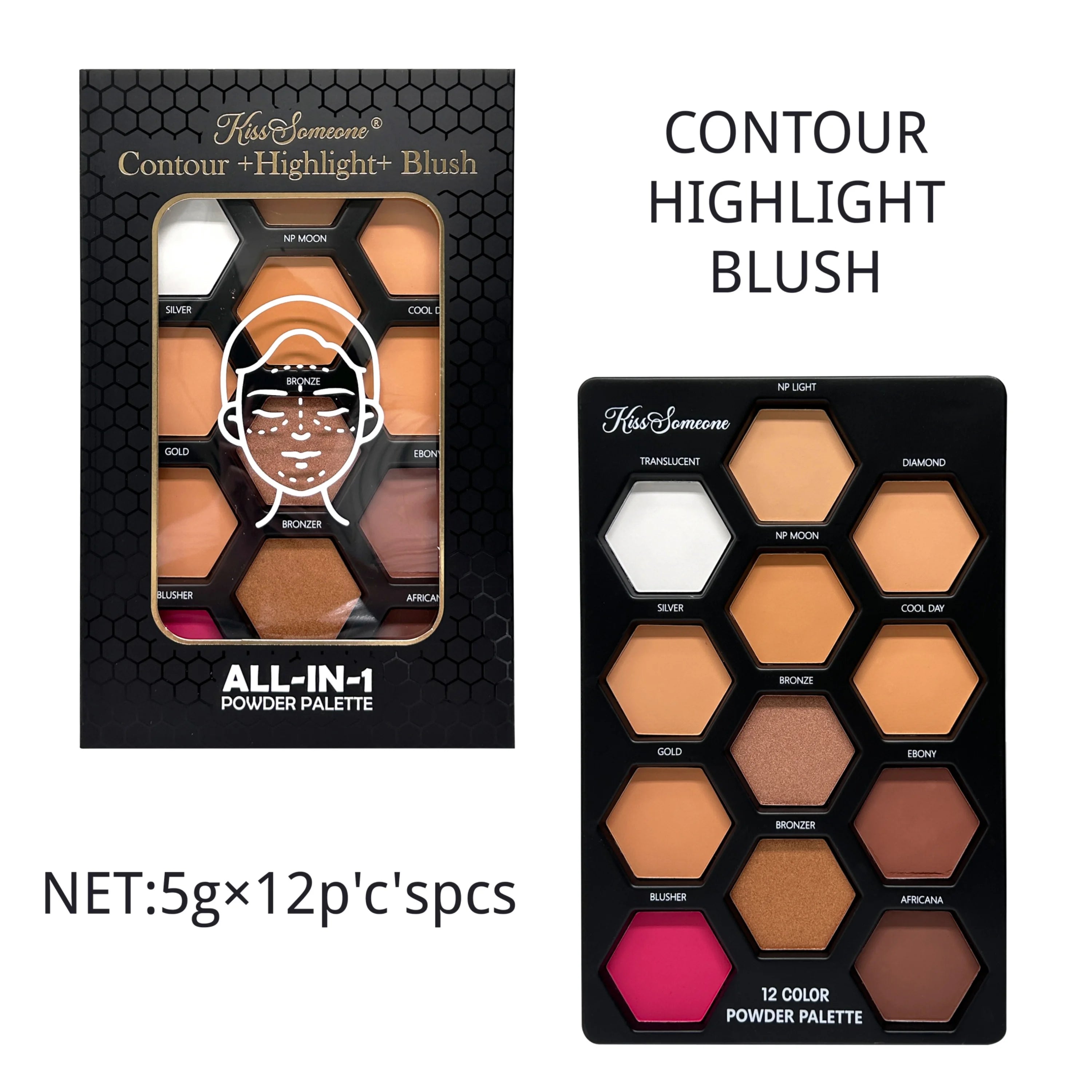 12-color contour palette, blush highlighter contour powder with rich colors suitable for Halloween use Qme