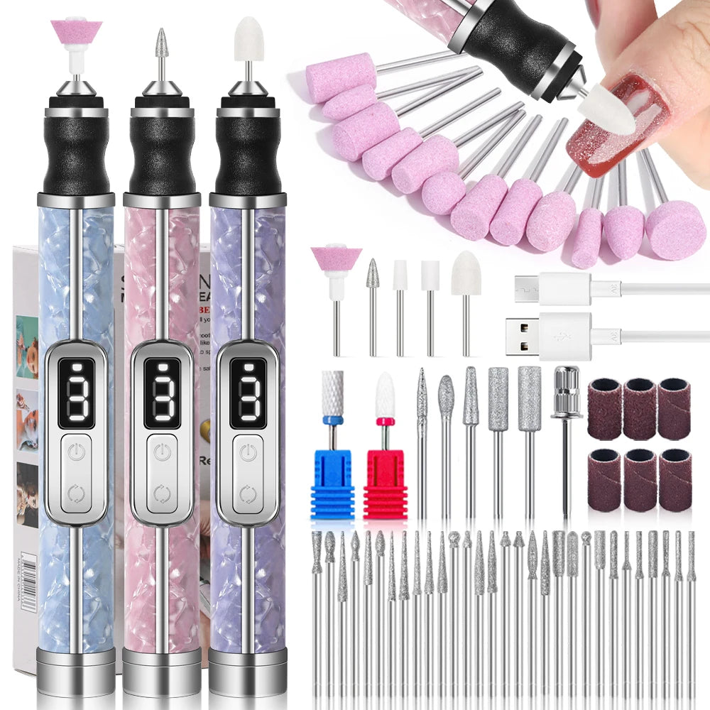 LINMANDA Professional Electric Nail Drill Machine Cordless Rechargeable 3 Speed Portable Efile for Thick Toenails Home Salon Kit Qme