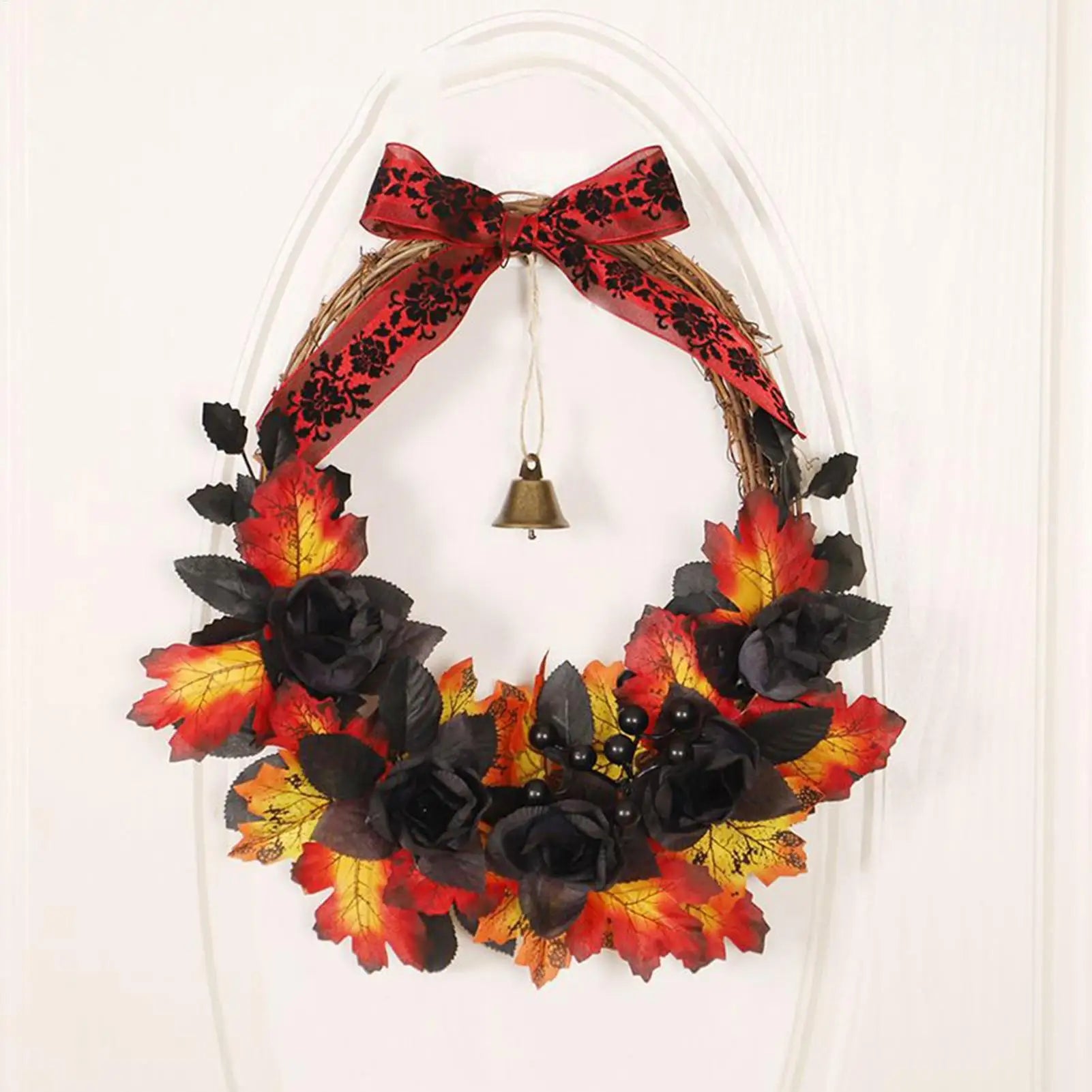 Halloween Wreaths Front Door Festival Window Garland Realistic Maple Qme