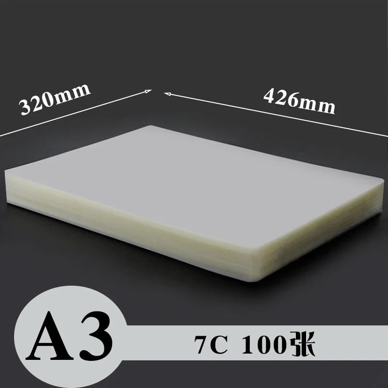 A4 A3 Thermal Laminating Sheets Waterproof Clear Transparent Laminator Film for Photos Documents Cards Protection 80-150mic Qme A3 7C