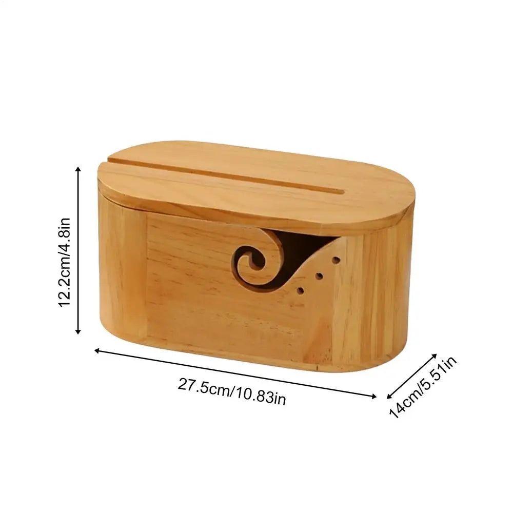 Yarn Bowl Knitting Wooden Lidded Thread Storage Double Curling Holder Qme A