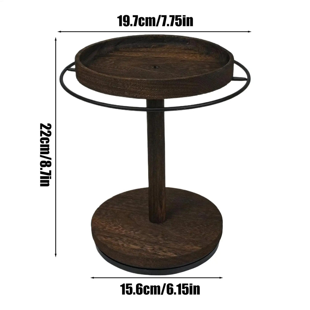 Glasses Holder 360 Degree Rotating Organizer Tray Base Wooden Qme