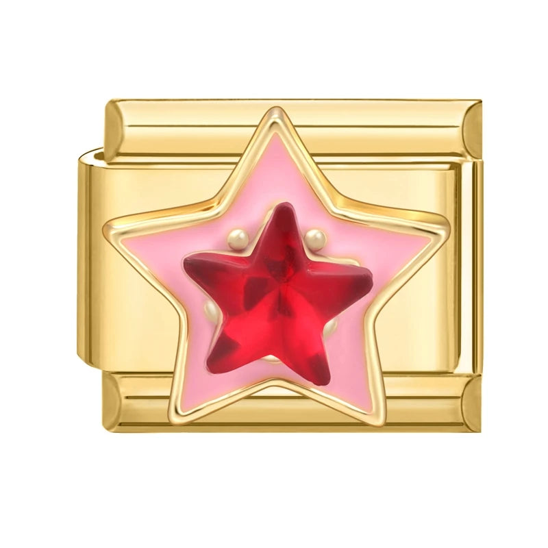 Golden Series Black Bows Butterfly Red Star Cherry Heart Italian