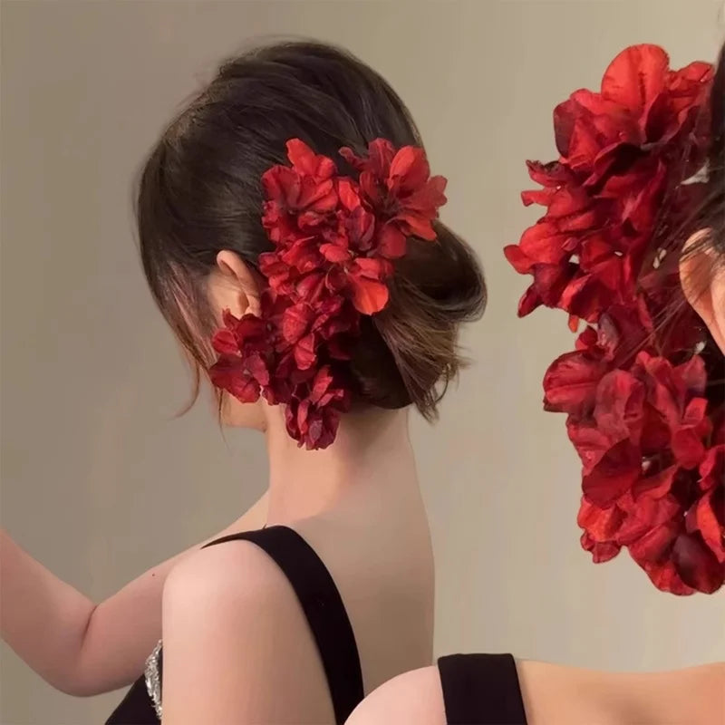 Floral Hair Stick Chinese Style Hairpin, Orange Pink Flower Retro Traditional Hanfu Elegant Hair Accessory For Women Daily Party Qme