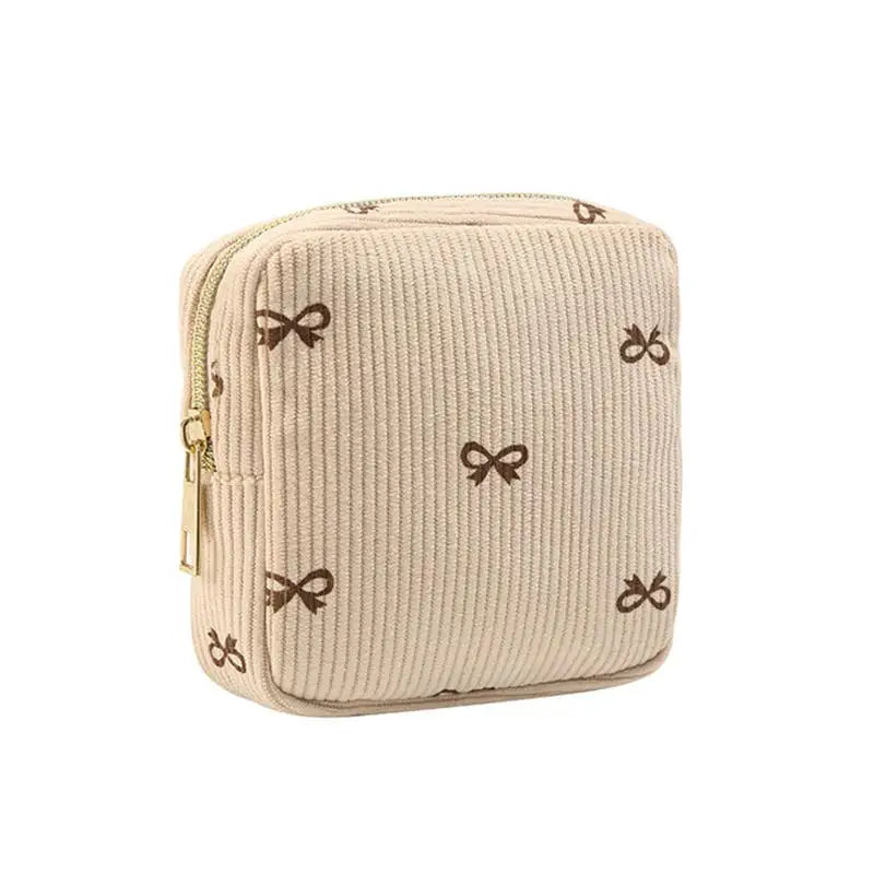 Makeup & Sanitary Napkin Case, Portable Travel Organizer for Lipstick,Small Storage Bag for Women & Girls Qme Bowknot