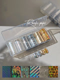 6 Rolls Holographic Aurora Nail Transfer Paper, Laser Iridescent Water Decals, Galaxy Cave Stickers for Nail Art DIY Manicure Qme 02