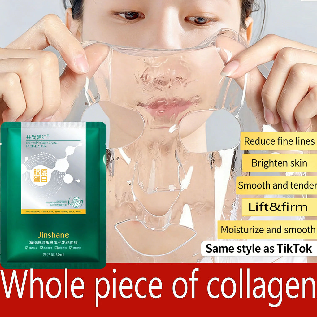 Seaweed Collagen Filling Crystal Mask Jelly Moisturizing Wrinkle Removal Skin Transparent Mask Skin Care Masque Beauty Health Qme