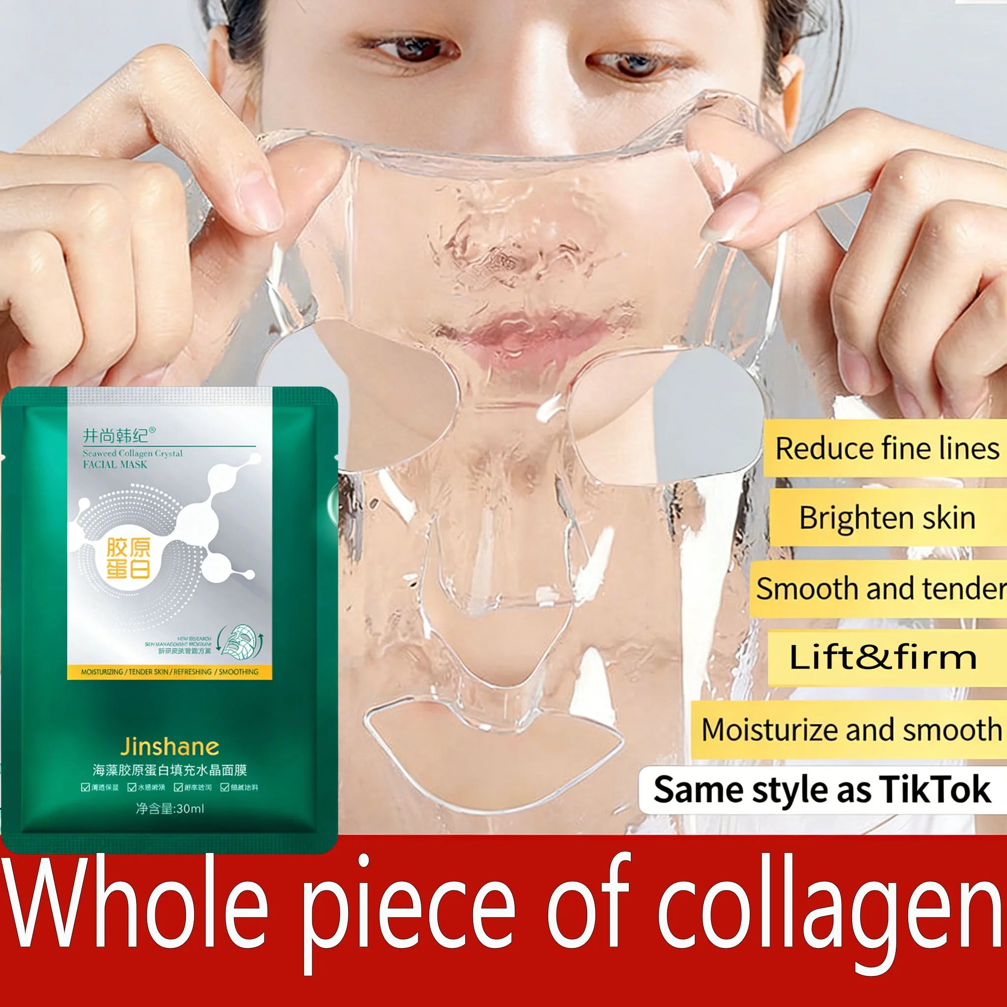 Seaweed Collagen Filling Crystal Mask Jelly Moisturizing Wrinkle Removal Skin Transparent Mask Skin Care Masque Beauty Health Qme