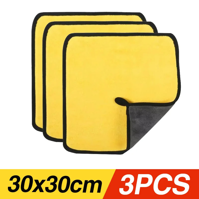 10/5/3/1pcs Thicken Microfiber Car Cleaning Towels Soft Quick Drying Windows Mirrors Wiping Rags Home Double Layer Clean Cloths Qme 3pcs 30x30cm