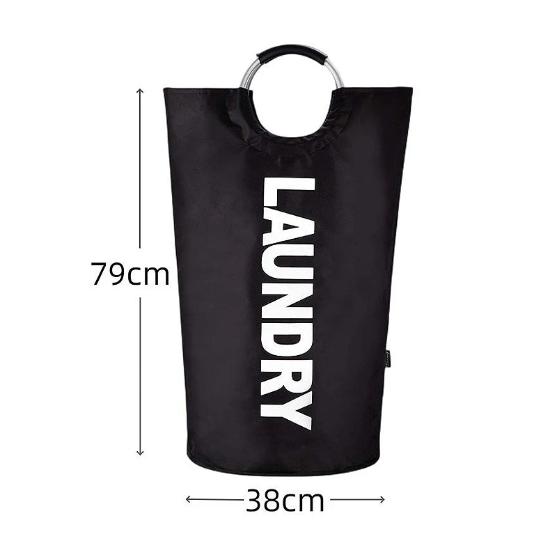 Oxford Fabric Waterproof Laundry Bag Dirty Clothes Storage Basket Qme 90L Black